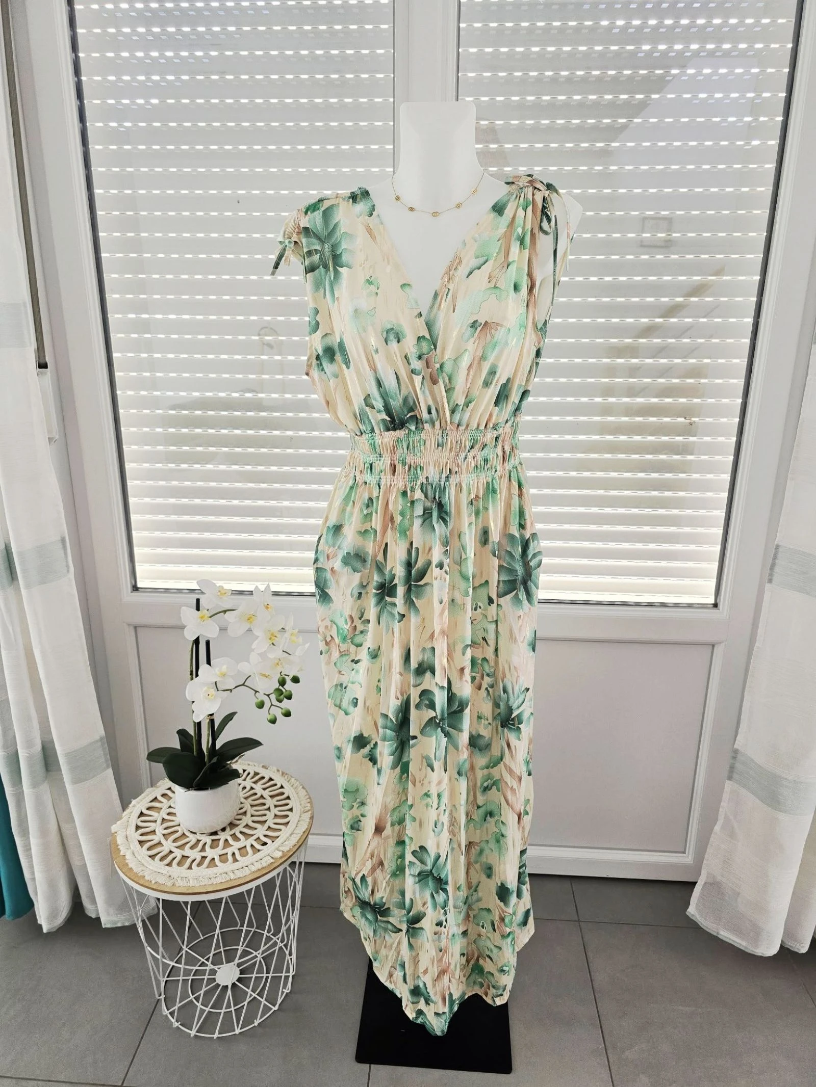 Robe magique jaune menthe dorée 